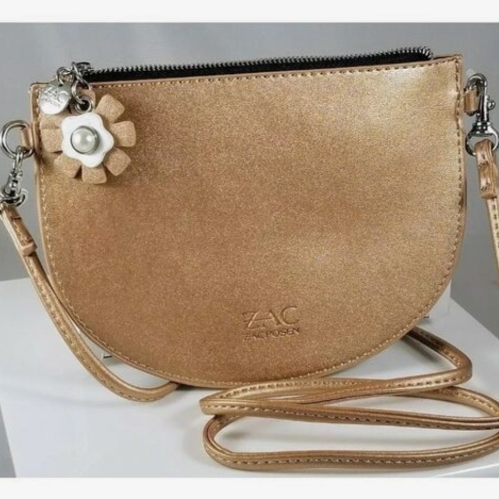 ZAC by Zac Posen Shimmering Gold Crossbody Bag w/Charms - Picture 2 of 10